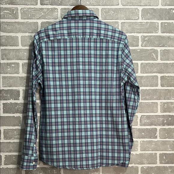 Faherty Blue and Pink Plaid Casual Button Down Shirt Mens‎ - Picture 8 of 9